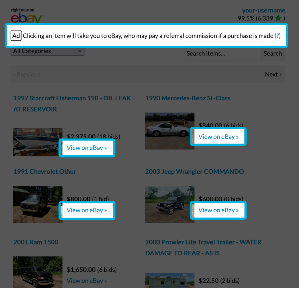 The default Advertising Disclosure