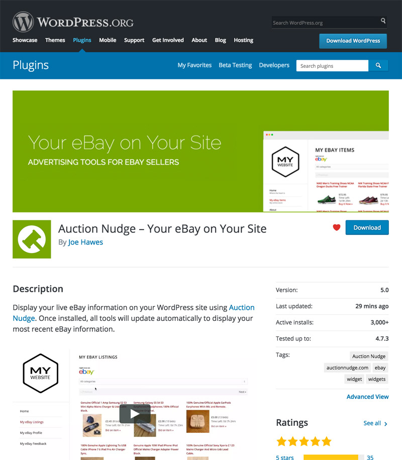 Auction Nudge on the WordPress Plugin Directory